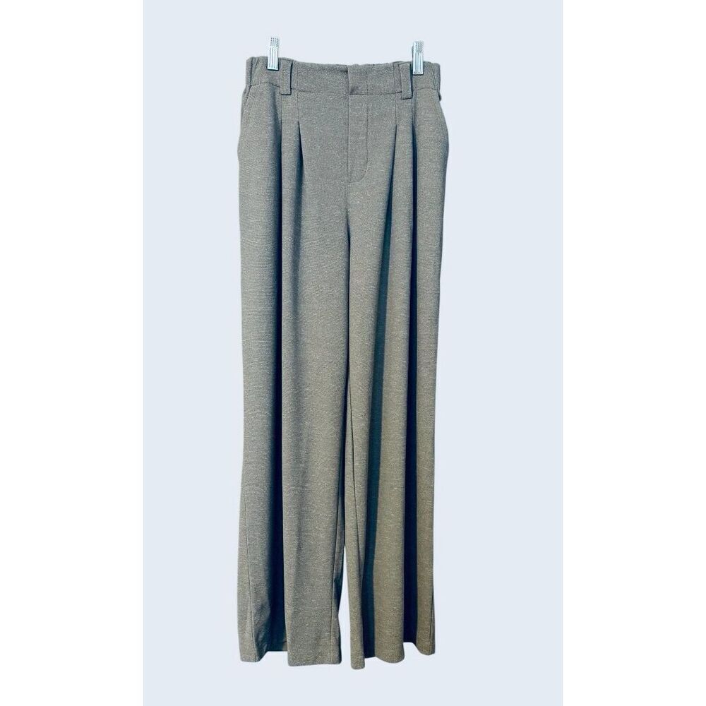 Halara Flex High Waisted Waffle Knit Wide Leg Work Pants Pockets Gray XS